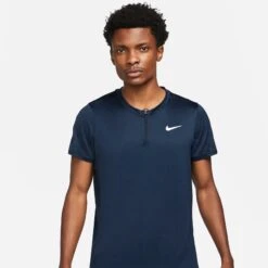 Nike Men's Dri-FIT Advantage Zip Polo (Obsidian/White) -RacquetGuys Sales 13498040 f950 4ec8 9b1b 948acf7c85d2