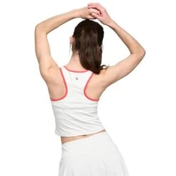 Lija Women's Elite Block Tank Top (White/Cayenne) -RacquetGuys Sales 24 0603 Lija EC 24A 1936T2 white cayenne TB 002063
