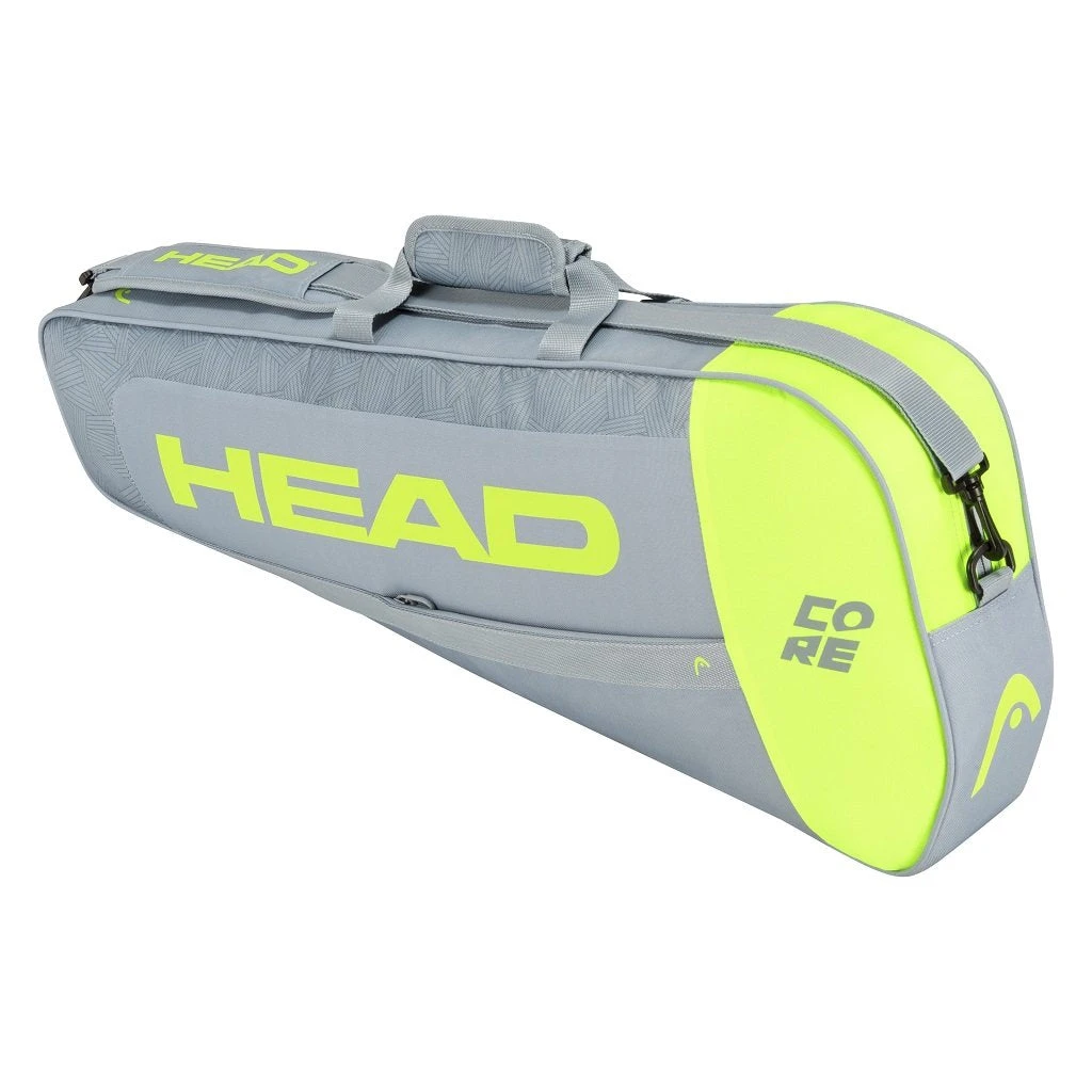 Head Core Pro 3 Pack Racquet Bag (Grey/Yellow) 2 Head Core Pro 3 Pack Racquet Bag (Grey/Yellow) - Image 2