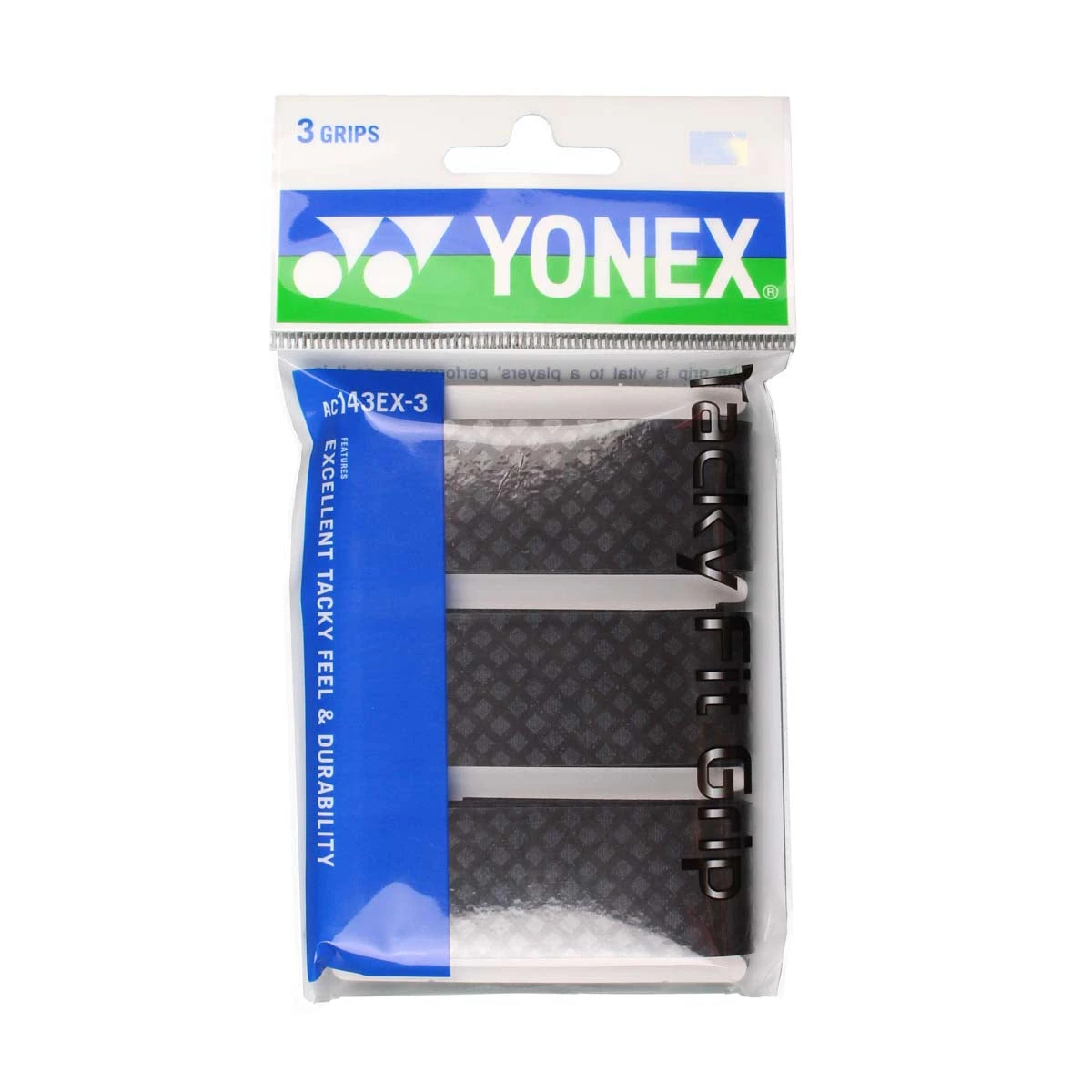 Yonex Tacky Fit Overgrip 3 Pack (Black) 1 Yonex Tacky Fit Overgrip 3 Pack (Black)