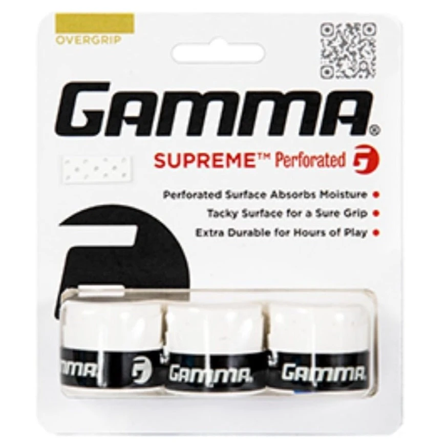 Gamma Supreme Perforated Overgrip 3 Pack (White) 1 Gamma Supreme Perforated Overgrip 3 Pack (White)