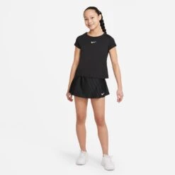 Nike Girls' Dri-FIT Victory Flouncy Skirt (Black/White) 11 Nike Girls' Dri-FIT Victory Flouncy Skirt (Black/White) -RacquetGuys Sales CV7575 010 PHSYM004 3144