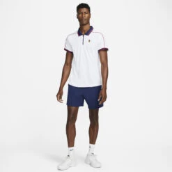 Nike Men's Dri-FIT Advantage NYC Slam Polo (White/Binary Blue/University Red) 7 Nike Men's Dri-FIT Advantage NYC Slam Polo (White/Binary Blue/University Red) -RacquetGuys Sales DA4325 100 PHSYM002 3144