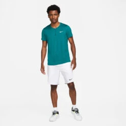 Nike Men's Dri-FIT Advantage Zip Polo (Bright Spruce/White) -RacquetGuys Sales DD8321 367 PHSYM002 3144