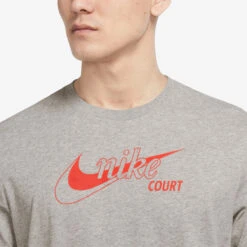 Nike Men's Dri-FIT Distressed Swoosh Top (Dark Grey Heather/Orange) -RacquetGuys Sales DD8376 063 PHSYM001 3144