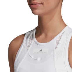 Adidas Women's Stella McCartney Tank Top (White) 14 Adidas Women's Stella McCartney Tank Top (White) -RacquetGuys Sales EA3122 APP on model detail 1 white