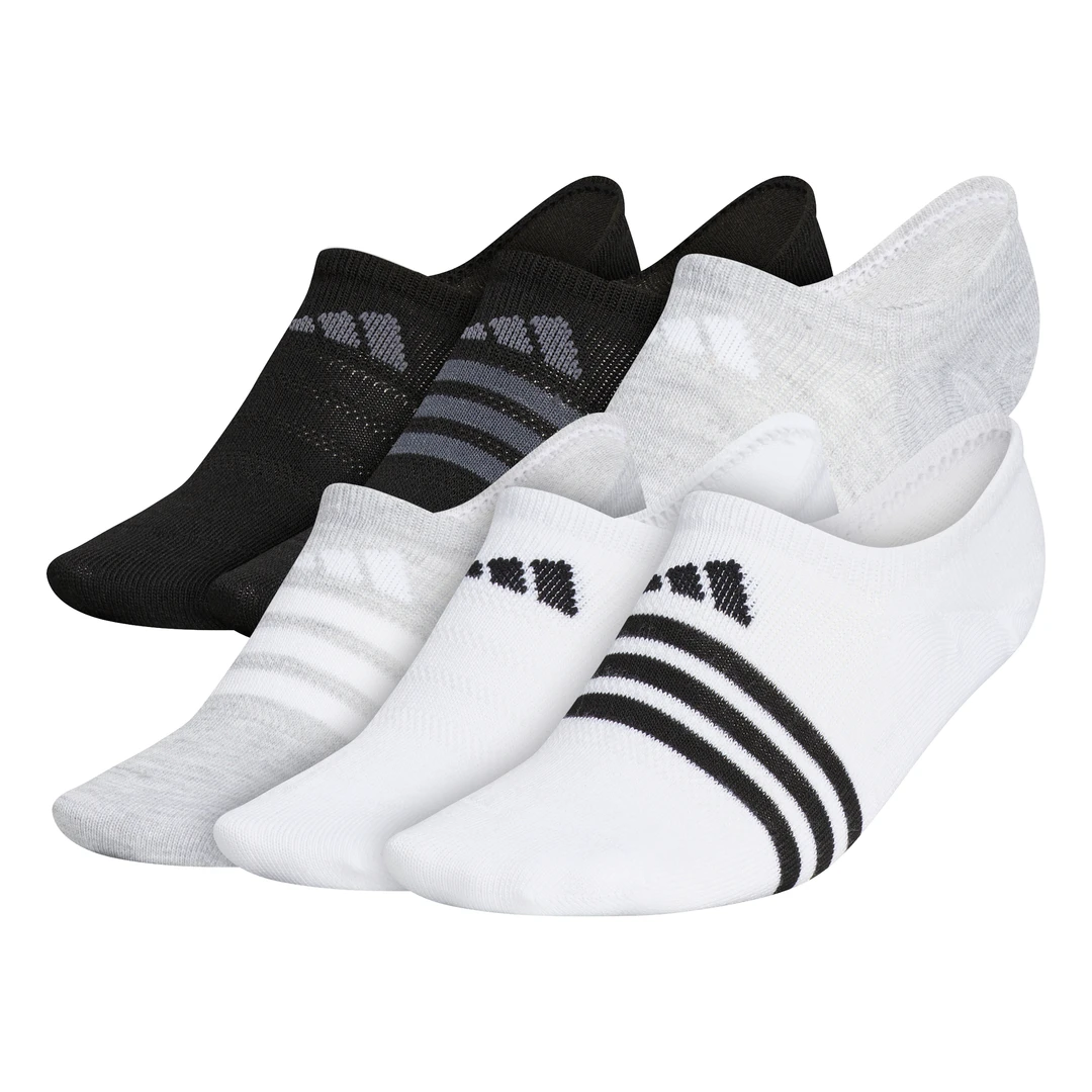 Adidas Women's Superlite 3 Stripe No-Show Socks (Black/Grey/White) 1 Adidas Women's Superlite 3 Stripe No-Show Socks (Black/Grey/White)