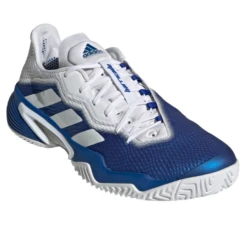 Adidas Barricade Men's Tennis Shoe (Royal Blue/Cloud White/Silver Metallic) -RacquetGuys Sales FZ3936 FTW photo front lateral top white