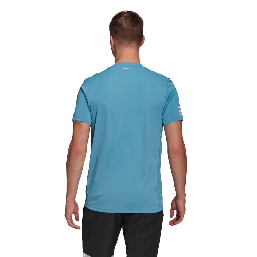 Adidas Men's 3 Stripes Club Top (Hazy Blue/White) 2 Adidas Men's 3 Stripes Club Top (Hazy Blue/White) - Image 2