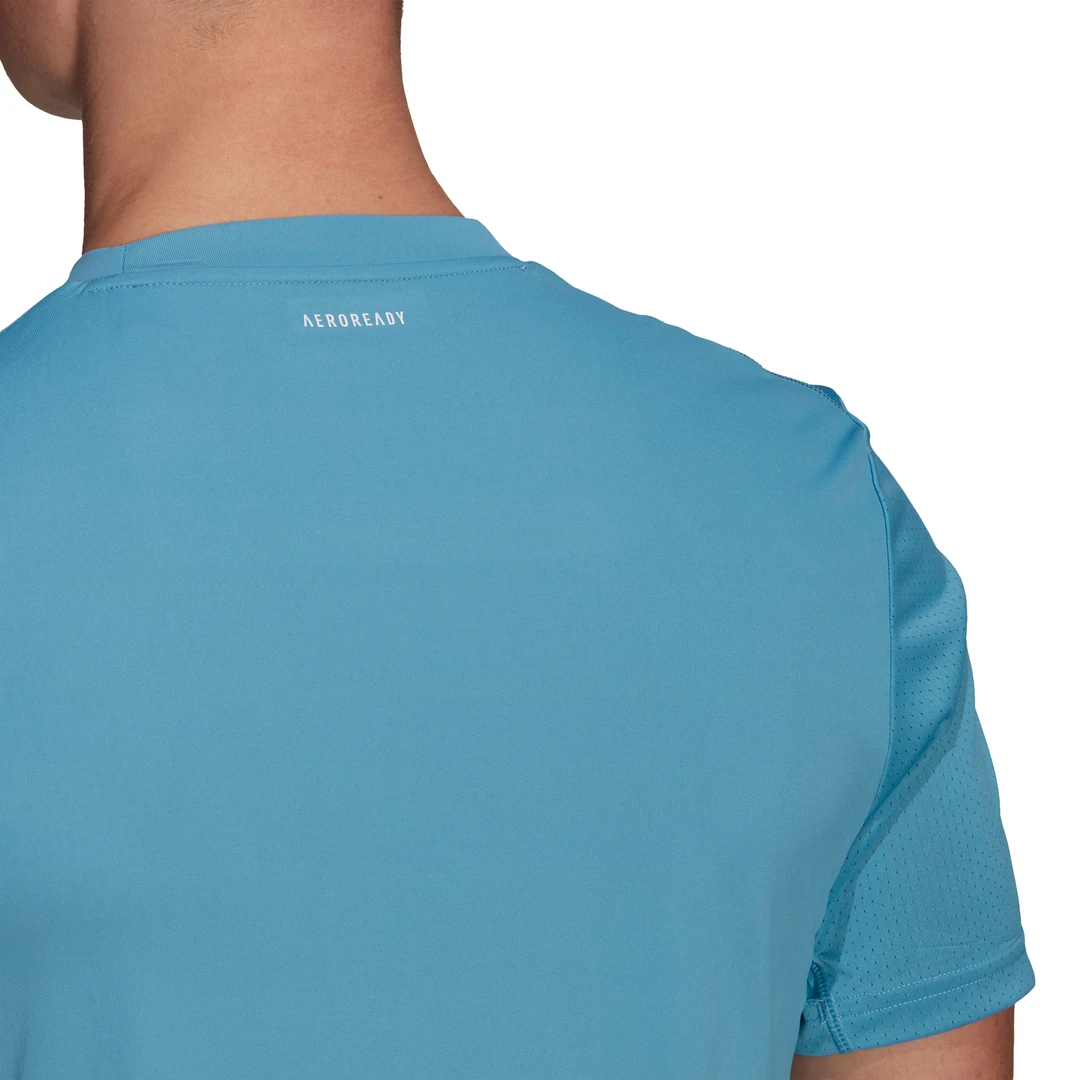 Adidas Men's 3 Stripes Club Top (Hazy Blue/White) 6 Adidas Men's 3 Stripes Club Top (Hazy Blue/White) - Image 6