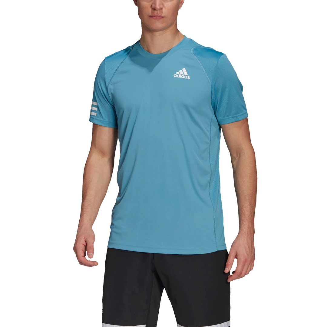 Adidas Men's 3 Stripes Club Top (Hazy Blue/White) 4 Adidas Men's 3 Stripes Club Top (Hazy Blue/White) - Image 4