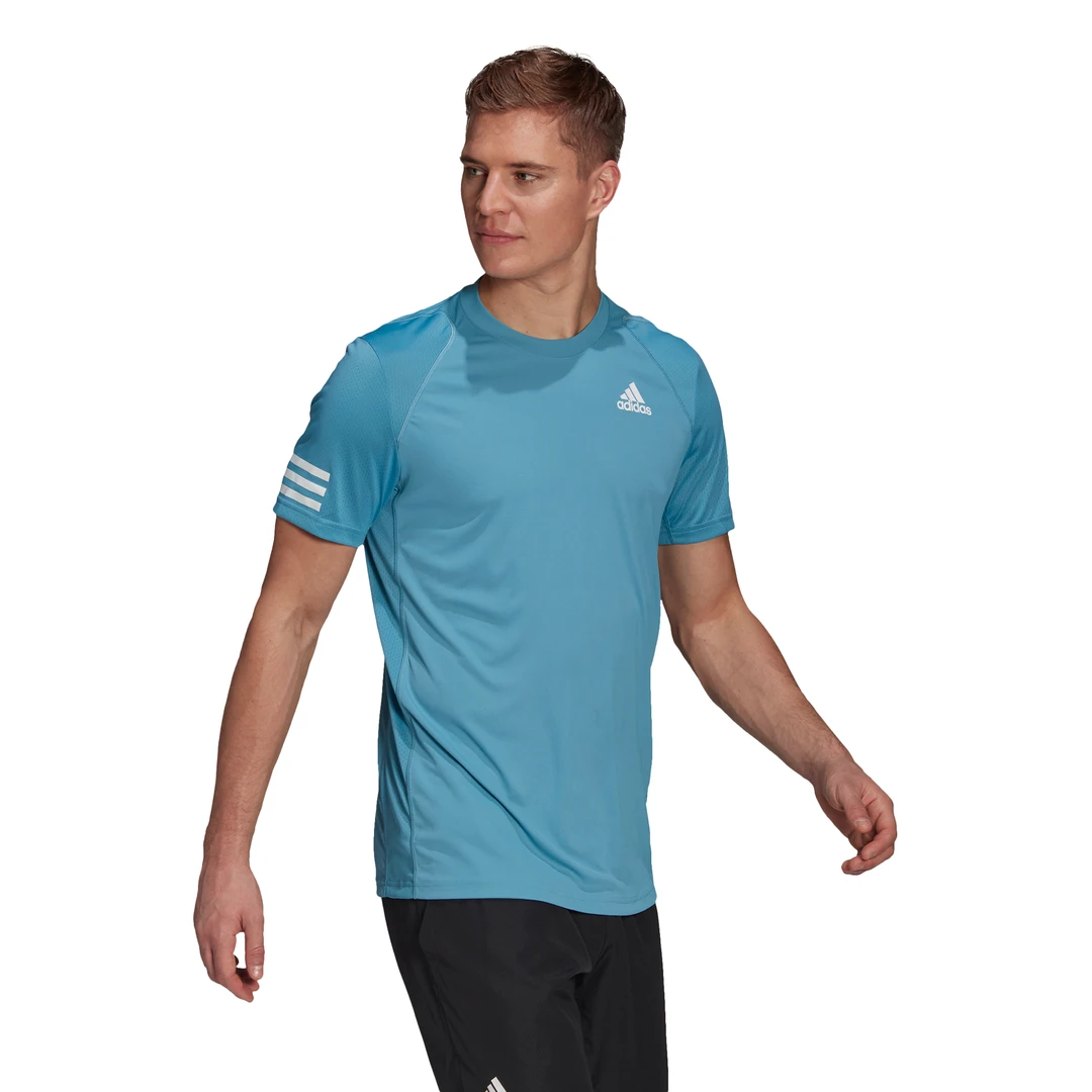 Adidas Men's 3 Stripes Club Top (Hazy Blue/White) 3 Adidas Men's 3 Stripes Club Top (Hazy Blue/White) - Image 3