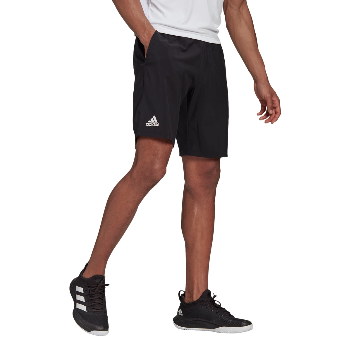 Adidas Men's Club Stretch Woven 7-Inch Shorts (Black/White) 1 Adidas Men's Club Stretch Woven 7-Inch Shorts (Black/White)