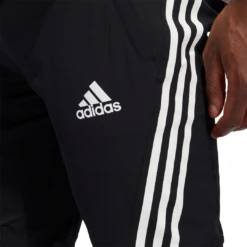 Adidas Men's AeroReady Woven 3 Stripes Pants (Black/White) 11 Adidas Men's AeroReady Woven 3 Stripes Pants (Black/White) -RacquetGuys Sales GM0639 APP on model detail 3 white