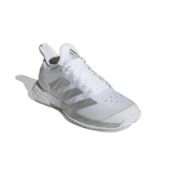 Adidas Adizero Ubersonic 4 Women's Tennis Shoe (White/Silver/Grey) -RacquetGuys Sales GW2513 6 FOOTWEAR Photography FrontLateralTopView white