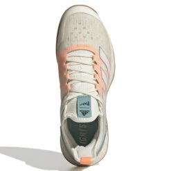 Adidas Adizero Ubersonic 4 Parley Women's Tennis Shoes (White/Beam Orange) -RacquetGuys Sales GX9624 3 FOOTWEAR Photography TopPortraitView white
