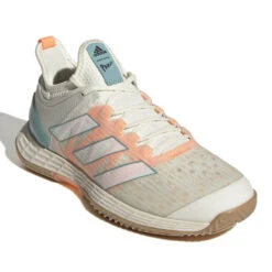 Adidas Adizero Ubersonic 4 Parley Women's Tennis Shoes (White/Beam Orange) -RacquetGuys Sales GX9624 6 FOOTWEAR Photography FrontLateralTopView white