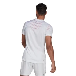 Adidas Men's Melbourne FreeLift Printed Top (White/Red) 10 Adidas Men's Melbourne FreeLift Printed Top (White/Red) -RacquetGuys Sales HA3344 APP on model back white