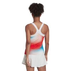 Adidas Women's Mel Y-Tank Top (White/Red/Blue) -RacquetGuys Sales HA7614 APP on model back white