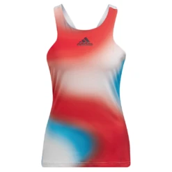 Adidas Women's Mel Y-Tank Top (White/Red/Blue) -RacquetGuys Sales HA7614 APP photo front center white