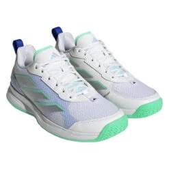 Adidas AvaFlash Women's Tennis Shoe (White/Blue) -RacquetGuys Sales HP5272 6 FOOTWEAR Photography FrontLateralTopView transparent 1