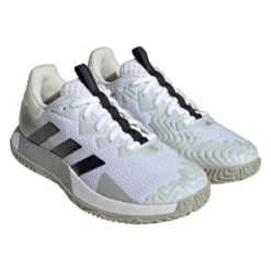 Adidas SoleMatch Control Men's Tennis Shoe (White/Black) -RacquetGuys Sales HQ8436 6 FOOTWEAR Photography FrontLateralTopView transparent