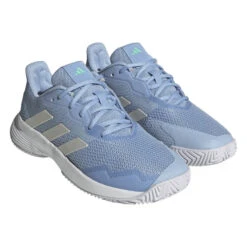 Adidas CourtJam Control Women's Tennis Shoe (Blue/White) 8 Adidas CourtJam Control Women's Tennis Shoe (Blue/White) -RacquetGuys Sales HQ8471 6 FOOTWEAR Photography FrontLateralTopView transparent