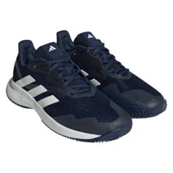 Adidas CourtJam Control Men's Tennis Shoe (Navy/White) 10 Adidas CourtJam Control Men's Tennis Shoe (Navy/White) -RacquetGuys Sales HQ8808 6 FOOTWEAR Photography FrontLateralTopView transparent