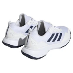 Adidas GameCourt 2 Men's Tennis Shoe (White/Navy) -RacquetGuys Sales HQ8809 7 FOOTWEAR Photography BackLateralTopView transparent