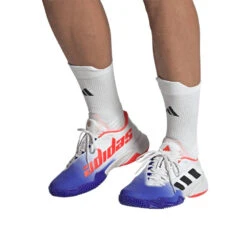 Adidas Barricade Men's Tennis Shoe (Blue/Black) -RacquetGuys Sales HQ8917 11 FOOTWEAR OnModel FrontView transparent