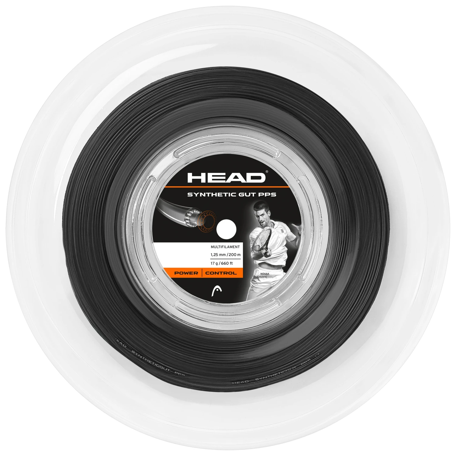 Head Synthetic Gut 17 PPS Tennis String Reel (Black) 1 Head Synthetic Gut 17 PPS Tennis String Reel (Black)