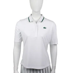 Lacoste Women's Thermo Regulating Pique Tennis Polo (White/Green) -RacquetGuys Sales IMG 2802