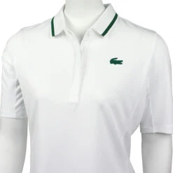 Lacoste Women's Thermo Regulating Pique Tennis Polo (White/Green) -RacquetGuys Sales IMG 2803