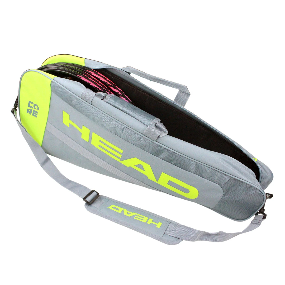 Head Core Pro 3 Pack Racquet Bag (Grey/Yellow) 1 Head Core Pro 3 Pack Racquet Bag (Grey/Yellow)