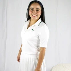 Lacoste Women's Thermo Regulating Pique Tennis Polo (White/Green)