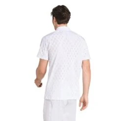 Adidas Men's Polo Pro Top (White) -RacquetGuys Sales JL9675 3 APPAREL OnModel BackView transparent