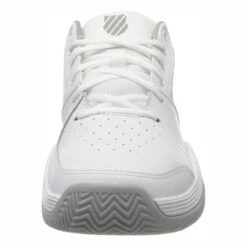 K-Swiss Court Express Clay Court Women's Tennis Shoe (White/Silver) -RacquetGuys Sales K Swiss Court Express Womens White Silver Image Front