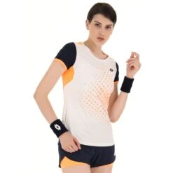 Lotto Women's Top IV Tee Top (Bright White/Orange)