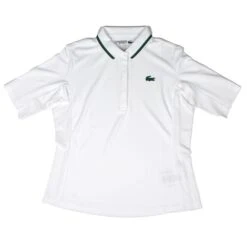 Lacoste Women's Thermo Regulating Pique Tennis Polo (White/Green) -RacquetGuys Sales PF9287 52 PB4