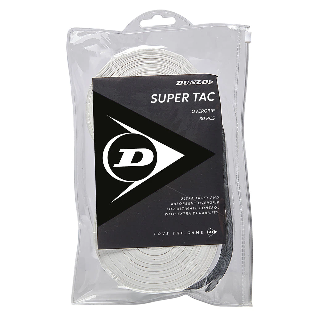 Dunlop Super Tac Overgrip 30 Pack (White) 1 Dunlop Super Tac Overgrip 30 Pack (White)