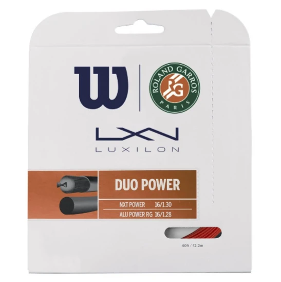 Wilson Duo Power Roland Garros (Luxilon ALU Power 16L / Wilson NXT Power 16) Hybrid Tennis String 1 Wilson Duo Power Roland Garros (Luxilon ALU Power 16L / Wilson NXT Power 16) Hybrid Tennis String