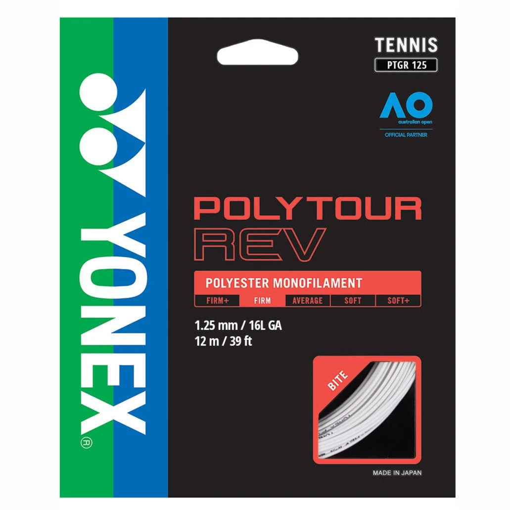 Yonex Poly Tour Rev 16L/1.25 Tennis String (White) 1 Yonex Poly Tour Rev 16L/1.25 Tennis String (White)