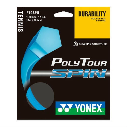 Yonex Poly Tour Spin 17/1.20 Tennis String (Blue) 1 Yonex Poly Tour Spin 17/1.20 Tennis String (Blue)