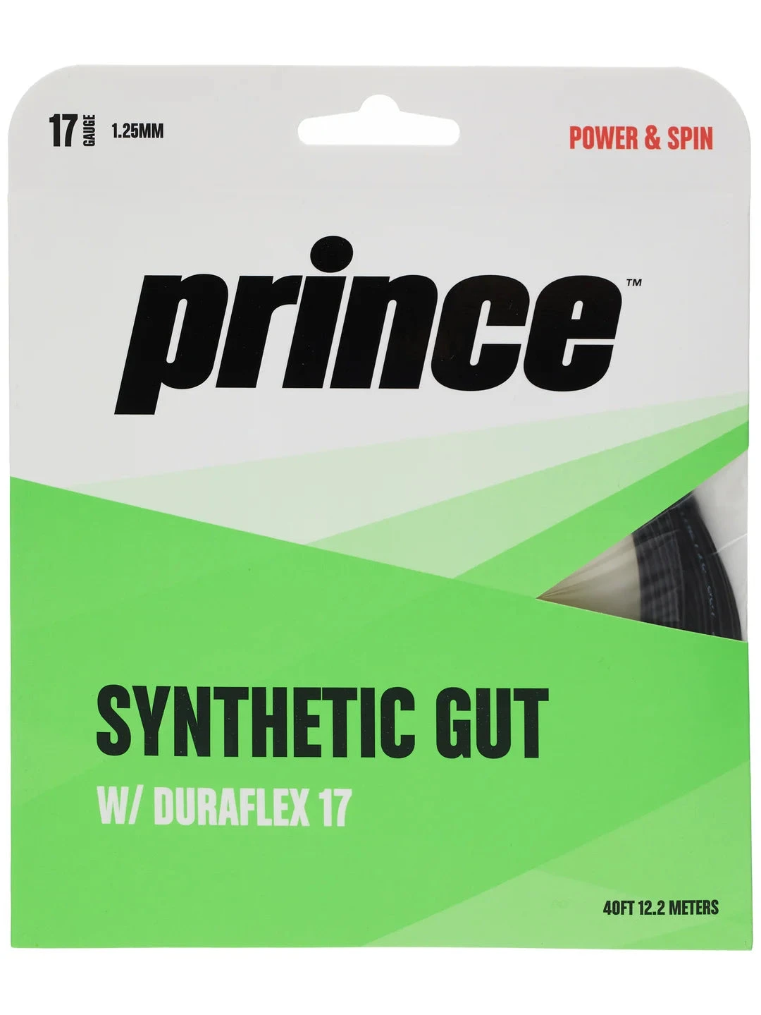 Prince Synthetic Gut 17/1.25 Duraflex Tennis String (Black) 1 Prince Synthetic Gut 17/1.25 Duraflex Tennis String (Black)
