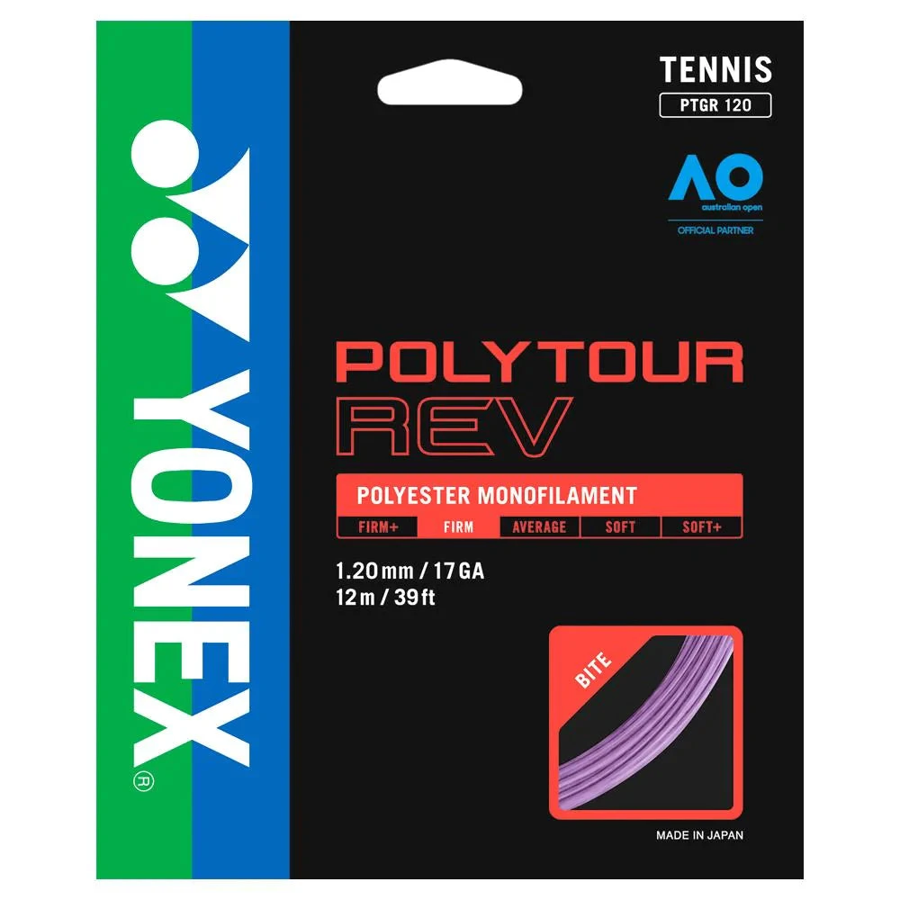 Yonex Poly Tour Rev 17/1.20 Tennis String (Purple) 1 Yonex Poly Tour Rev 17/1.20 Tennis String (Purple)